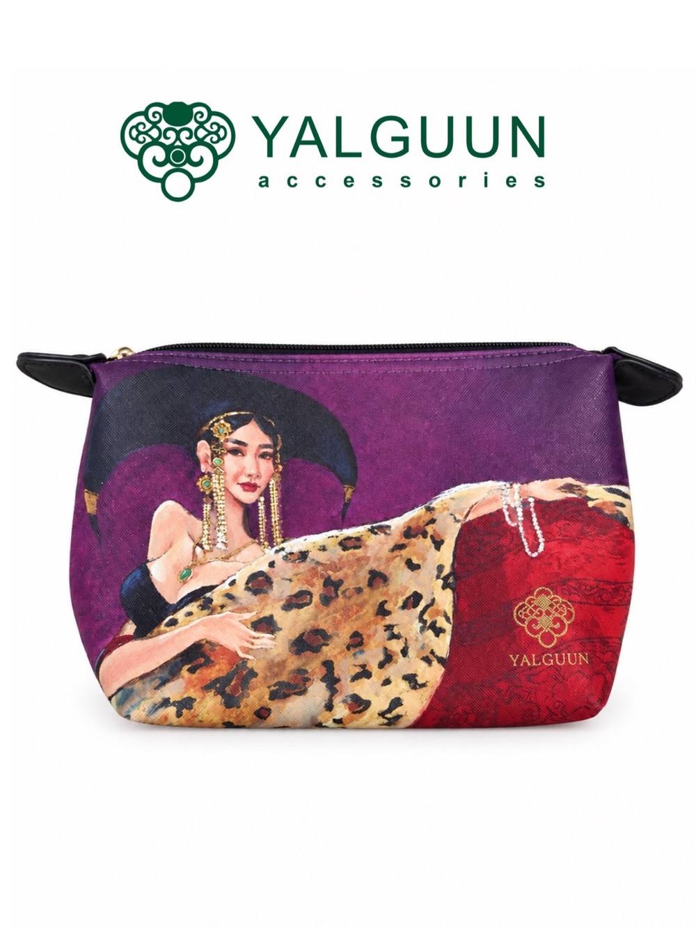 YALGUUN — Accessories Art Print Cosmetic Makeup Pouch — Made in Mongolia (NWOT)